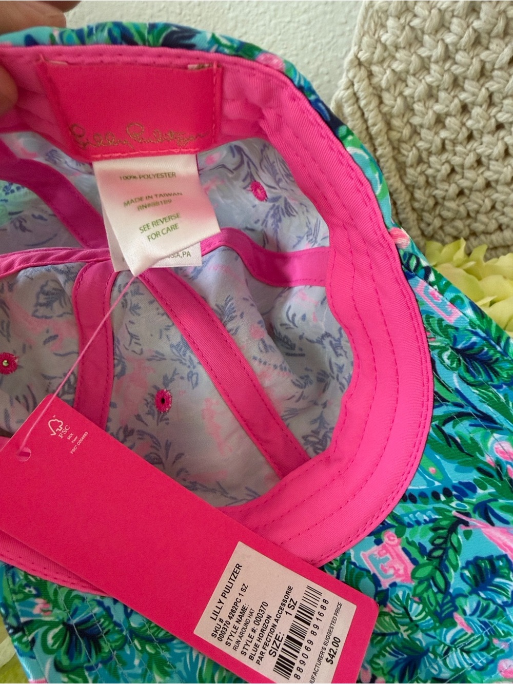 NWT Lilly Pulitzer Run Around Hat "Blue Horizon Par Fection" - Picture 5 of 5